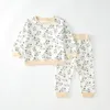 Clothing Sets Infant Spring Baby Cotton Full Print Long-sleeved Trousers Boys Girls Round Neck Born Suit