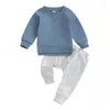 Giyim Setleri Toddler Boy Boy Kız Kıyısı Uzun Kollu Crewneck Pullover Sweatshirt Üst Jogger Pants Set Sonbahar Kış Giysileri