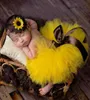 Fluffy Tutu Set Baby Yellow Tutu kjol med pannbandstårta smash outfit nyfödda foto props spädbarn prinsessa kläder1747257