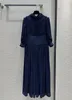 Миланское платье для подиума 2024, новинка весны и лета, с воротником с лацканами и рукавами 1/2, модельерские платья, брендовое платье в том же стиле 0316-11