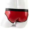 Unterhosen Sexy Herren Kunstleder Wet-Look Slips Bulge Pouch Leichte Unterwäsche Bikini Patent Farbabstimmung