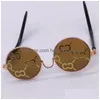 Ropa para perros Diseñador Cat Dog Gafas de sol Divertidas Gafas para mascotas Redondas Metal Clásico Retro Hippie Lindo Cosplay Fiesta Disfraz Po Drop Entrega Dh1Gp