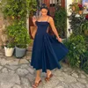 Mingmingxi Summer Elegant Midi A Line Dress Lovely V Neck Spagehetti Strap Holiday Party Casual Women Arrivals 2023 240313