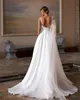 Böhmen a-line spetsar rygglös bröllopsklänning med fickband bandapplikationer en axel brudklänning o-hals vestido de novia