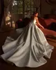 Pearls Long Sleeve Aline Wedding Dress 2024 Luxury Sweetheart Satin Ball Gown Princess Bride Swansarah Plus Size Vestido de Novia