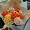 Decorative Flowers Finished Knitted DIY Crocheted Fake Rose Flower Sunflower Ornaments Home Table Artificial Wool Woven Decorations