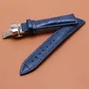 Watchband Quality Genuine Leather Watch band 14mm 16mm 18mm 20mm 22mm dark Blue watchbands strap silver clasp Watch Accessories2942