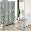 Shower Curtains Chinese Shower Curtains Leafs Branch Flower Bird Design Bathroom Modern Elegant Art Non-Slip Carpet Toilet Cover Floor Mat Sets Y240316