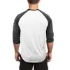 Hirigin Brand Harajuku Jogger 3/4 Sleeve Tshirt Mens Baseball Raglan Tee Jersey Lot T-Shirts Crew Neck Plain Tops Streetwear 240307