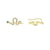 Kolczyki stadninowe Vermeil 925 Sterling Srebrne zielone przezroczyste mikro mikro preparowanie Cubic Zirkonia Snake Climber Climber Fors Girl Women Gold Kolor Biżuteria