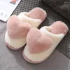 Walking Shoes Unisex Plush Heart Slippers Non-Slip Fluffy Soft Winter Platform Lovers Home