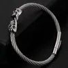 Gothic Double Bangle Men Stainless Steel Mens Bangle Bracelet Cool Friendship Jewelry Accessories Gifts For Husband1305P