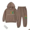 Set di abbigliamento Autunno Inverno 2-13 anni Felpa con cappuccio per bambini Neonati maschi Ragazze Abbigliamento in cotone Stampa di design per bambini Sp Dh1Tn