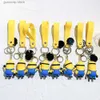 Keychains Lanyards Kawaii Minions Keychain Cartoon Toys Model Sile Pendant Keyring Cosplay Chinese Zodiac Car Backpack Key Holder Accessories Y240316