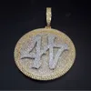 hiphop 44round rotatable pendantmatch 20mm 18"cuban chainpendant necklace