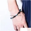 Pulseras con dijes, pulseras con dijes deportivos para hombres y mujeres, joyería de decoración de moda, joyería de decoración de moda, color negro, piedra natural, envío directo, Je DH4Vc