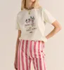 2024 Summer New Sezane Designer Fashion Strawberry Letter Tryckt T-shirt Personlig rund nacke mångsidig pullover Top Short Sleeve Tee