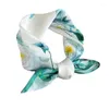 Lenços Mulberry Silk Scarf Mulheres Primavera Casual Hearwear Bandana Foulard Elegante Senhora Floral Lenço Pequeno Quadrado 53cm