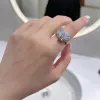 Bagues en forme de cœur ouvert pour femmes, style coréen, cristal géométrique, pierre de lune, doigt gothique, or blanc 14 carats, accessoires Y2K, bijoux esthétiques tendance, cadeau