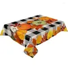 Table Cloth Thanksgiving Fall Maple Pumpkin Rectangle Tablecloth Holiday Party Decoration Washable Waterproof Kitchen Decor