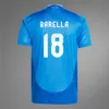S-4XL 2024 2025 Italies Soccer Jerseys Scamacca Immobile Chiesa Football Shirts Jorginho Barella Bastoni Verratti Maglia Italia Fans Player Version Adult Kids Kit Kit