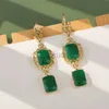 Dingle ljuskrona lyxig glänsande röd grön kristall fyrkantig hänge nacke chian uttalande smycken marockansk stil halsband örhänge set 24316