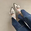 Dress Shoes Slingback Chunky Heels Women's Pumps Rivet Street Style Medium Heel Vintage Casual Sandals Spring Summer