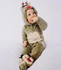 Christmas new baby jumpsuit autumn and winter pajamas baby elk coral fleece climbing suit7180606