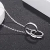 Designer S925 Sterling Silver Double Ring Collier 1837 Mode Tempérament Pendentif Tiffany et Co Double Bague Chaîne de clavicule en argent pour les femmes