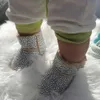 Eerste wandelaars handgemaakte lint zirkonia baby meisje sneeuwschoenen winter kam eerste wandelaar glanzend kristal cadeau voor prinses ooievaar partij 240315