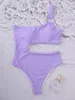 Costume da bagno da donna Donna Monokini con ritaglio monospalla 2024 Costume da bagno sexy push-up con O-Ring Cinghie Costume da bagno femminile brasiliano Biquini