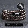 Bracelet perlé d'obsidien arc-en-ciel naturel pour couples dragon et om mantra braceletes en pierre glacée masculinos 240305