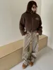 Y2K jean imprimé léopard pour femmes rétro américain tout-match taille moyenne pantalon droit tendance décontracté Baggy Denim pantalon large 240313
