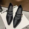 Sıradan ayakkabılar sivri uçlu kadınlar tıknaz elbise retro sandalet yaz moda 2024 yürüyüş sığ ofis femme zapatillas
