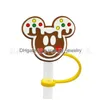 Drinking Sts Bowknot Mouse Sile St Toppers Accessories Er Charms Reusable Splash Proof Dust Plug Decorative 8Mm Party Drop Delivery Ot5Ub