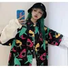 Camicette da donna Streetwear Camicie oversize stile gotico Harajuku Manica corta Top abbottonati neri Abiti cool alternativi