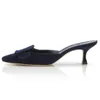 2024 Pumpar kvinnor Sandaler Maysale 50 mm Heel Navy Blue Charcoal Black Light Grey Suede Kitten Hälen Mules Italy Perfekt Slingback Point Toe Sandal High Heels Shoe Box