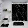 Shower Curtains Abstract Marble Shower Curtain Set Gold Lines Black Grey Pattern Modern Luxury Home Bathroom Decor Non-slip Rug Toilet Lid Cover Y240316