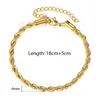 Link Bracelets Gold Silver Color Rope Chain For Men Women Stainless Steel Twisted Anklet Adjustable Dropship DKBB13