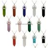 Colliers pendentifs Différents styles collier pendentif en pierre naturelle femmes hommes bijoux d'été en cristal avec corde livraison directe bijoux Nec Dhj60