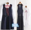 Skoluniformer Kort ärm och lång skjorta Vest Dress Japanese Preppy Style Girls Uniform Anime Costumes 240323