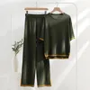 Tweedelige set elegante broeksets Ijsgebreide zomeroutfits voor dames Pyjamapak met korte mouwen 240311