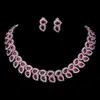 Conjuntos de joias de casamento SUGO Classic Fashion Luxury Retro Red Cubic Zirconia Brinco Conjunto de colar usado para acessórios de joias de casamento de noiva charmosos Q240316