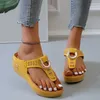 Femmes à la mode sandales été chaussures décontractées bouche de poisson tête ronde pente talon pantoufles semelle épaisse sandales talons 240228