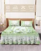 Bed Skirt Summer Flowers Daisies Watercolor Green Elastic Fitted Bedspread With Pillowcases Mattress Cover Bedding Set Sheet