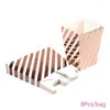 Dekoracja imprezy JqSyrise 8pcs Rosegold Striped pudełka popcornu ślub dzieci