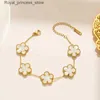 Wedding Jewelry Sets Luxury stainless steel womens double-sided five flower womens clover new fashion jewelry accessories gift Q240316
