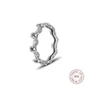 Bagues de cluster authentique 925 bague en argent sterling fleur couronne mariage pour femmes filles bijoux fins anillos bague femme