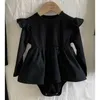 Mädchen Kleider Koreanischen Stil Frühling Herbst Kinder Prinzessin Kleid Baby Mädchen Lange Ärmel Baumwolle Schwarz Kleid Krankenschwester Kinder Kleidung 240315