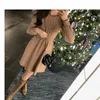 Basic Casual Dresses Women Sweater Long Sle Dresses Autumn Winter Knitted Patchwork Slim O Neck Elegant Solid Color Cozy Pullover Dresses WDR34C24315